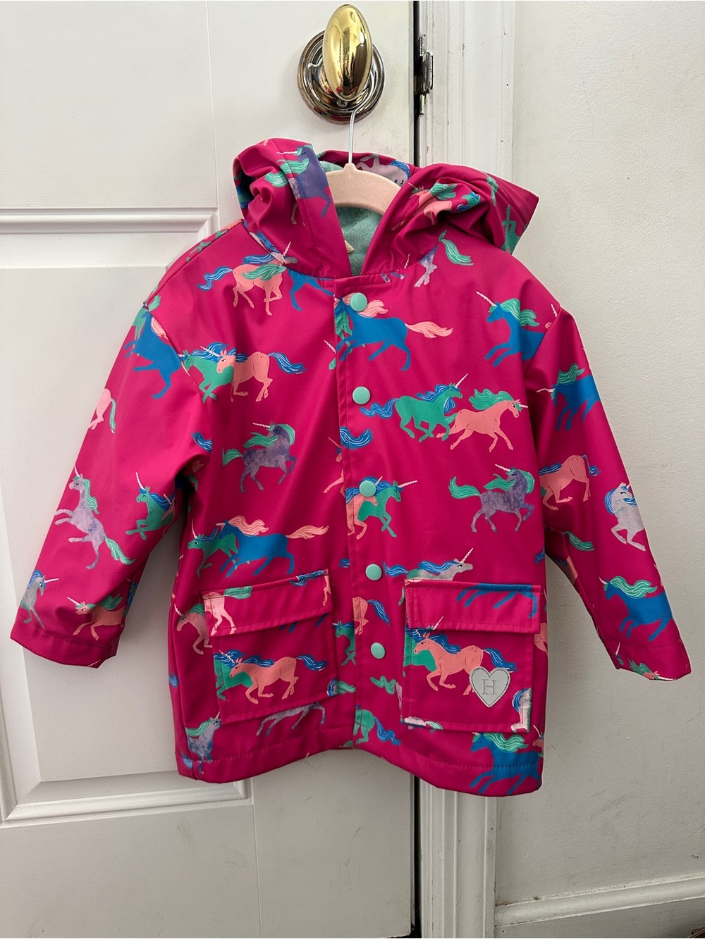 Hatley Waterproof Unicorn Hooded Raincoat - Pink - size 3